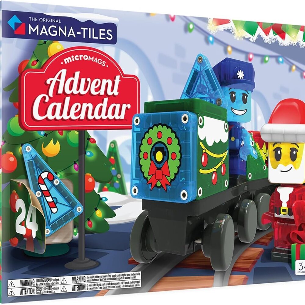 microMAGS Advent Calendar 34-Piece Magnetic Construction Set, The Original Magne
